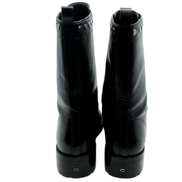 COACH~Lara~Women's BLACK LEATHER STUDDED ZIP UP ANKLE MOTO BOOTS SIZE 8 - Picture 5 of 8